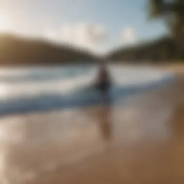 A group of surfers socializing and sharing tips on the beach