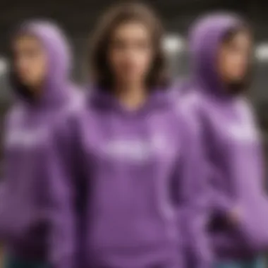 Group of athletes wearing Purple Vans Hoodies after extreme sports activity