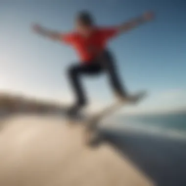 Skateboarder performing tricks while wearing Quiksilver