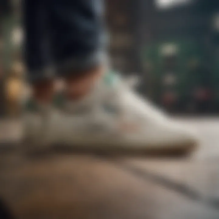 Action shot of Reebok Classic Club C Vintage Sneakers in use during extreme sports.