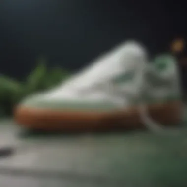 Close-up of Reebok Classic Club C Vintage Sneakers showcasing chalk and green colorway.