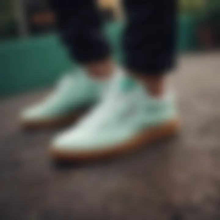 Stylish outfit featuring Reebok Classic Club C Vintage Sneakers in a sporty setting.