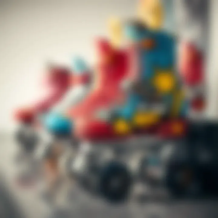 A vibrant display of various roller skate types highlighting their unique designs.