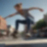 Dynamic action shot of Roxy Colbee in mid-air during a skateboarding trick
