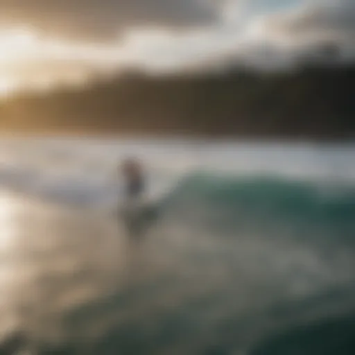 A breathtaking view of surfers riding the waves in San Juan