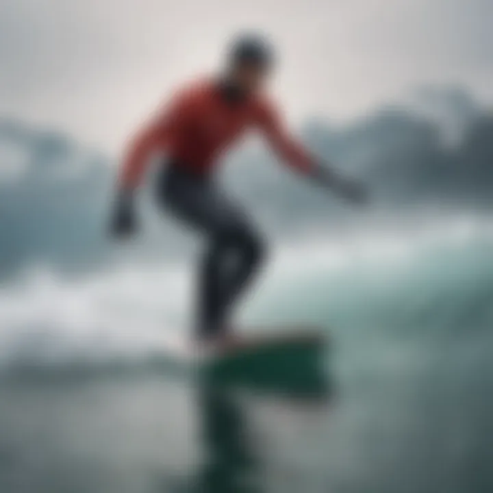 A ski surfer practicing techniques on a pristine slope.