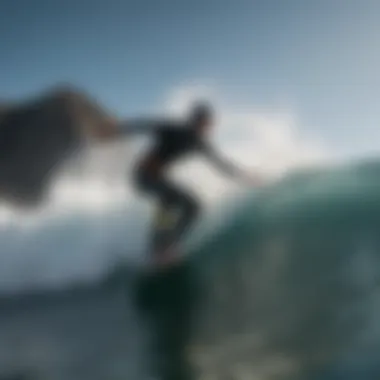 A skier merging with ocean waves, showcasing the essence of ski surfing.