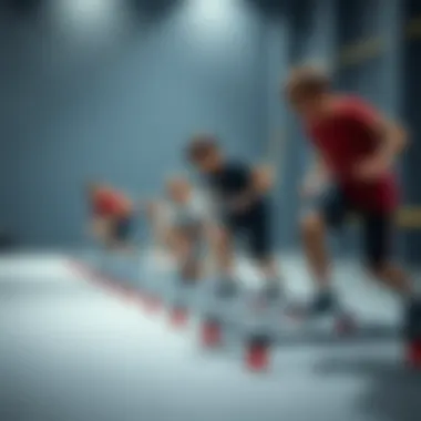 Agility Ladder Training Session Group of young individuals participating in agility ladder exercises