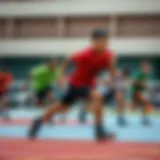 Youth athletes engaged in a speed drill