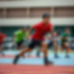 Youth athletes engaged in a speed drill