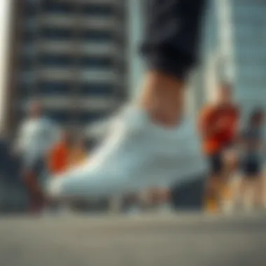 A group of athletes wearing the adidas Forum 84 Cream in an urban environment.