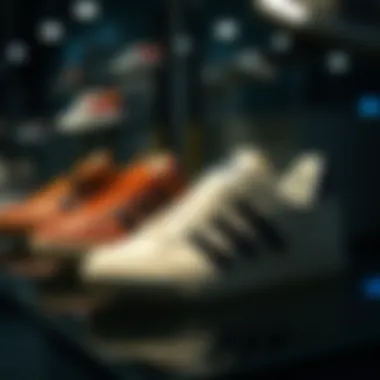Historical display of adidas Forum sneakers highlighting the evolution of the range.
