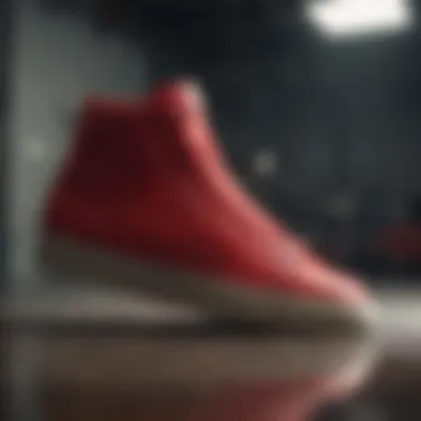 Athlete wearing the all-red Nike Blazer in action