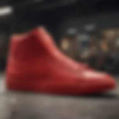 Close-up of the all-red Nike Blazer's unique design elements