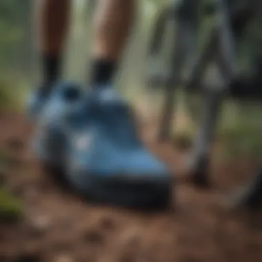 Athlete wearing Nike shoes during a mountain biking competition