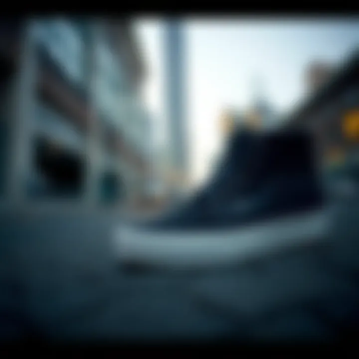 High black Vans in an urban setting, emphasizing their cultural relevance