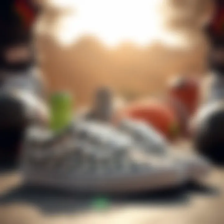 A collection of Vans shoes with extreme sports gear