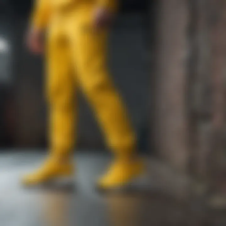 Stylish pairing of yellow Nike joggers with extreme sports gear