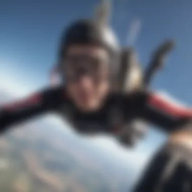 Skydiver with a GoPro bite mount capturing the freefall experience