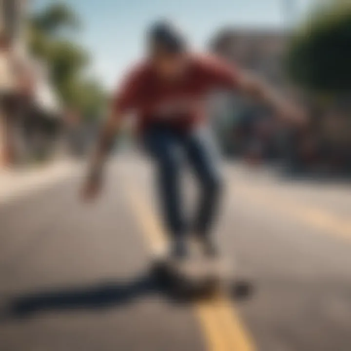 An illustration of a rider demonstrating advanced longboarding techniques