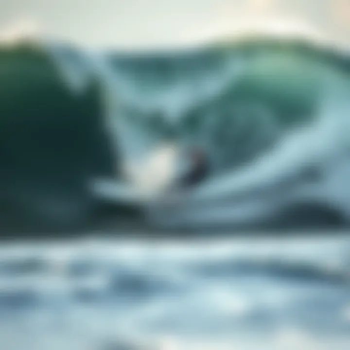 Longboarding Performance on Waves Longboard in action on a wave emphasizing fin impact