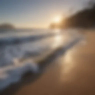 Tranquil Beach with Perfect Surf Conditions A tranquil beach scene with perfect surf conditions