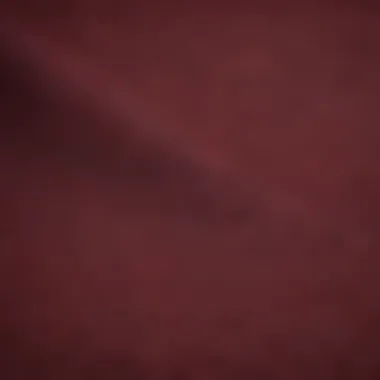 Close-up of fabric texture of the burgundy v neck t-shirt