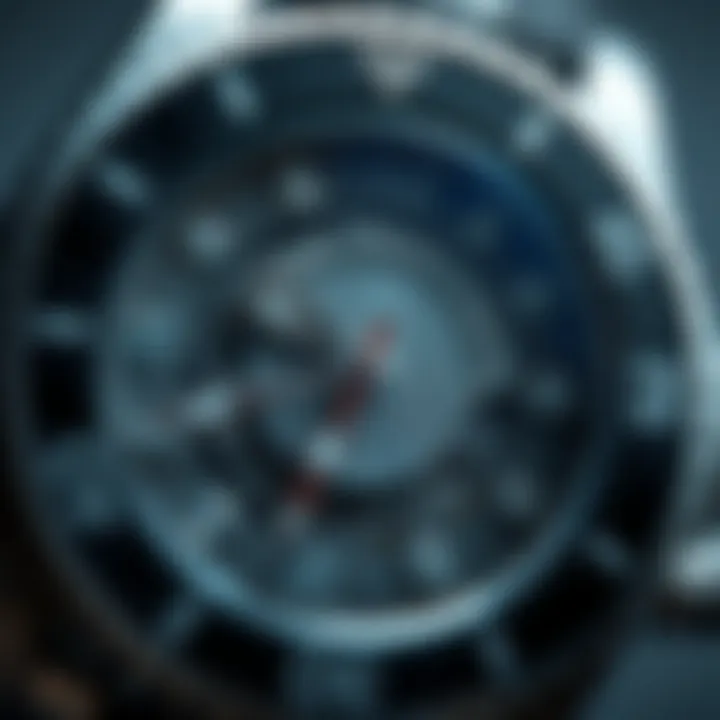 A close-up of the corrosion-resistant materials used in a salt water watch.