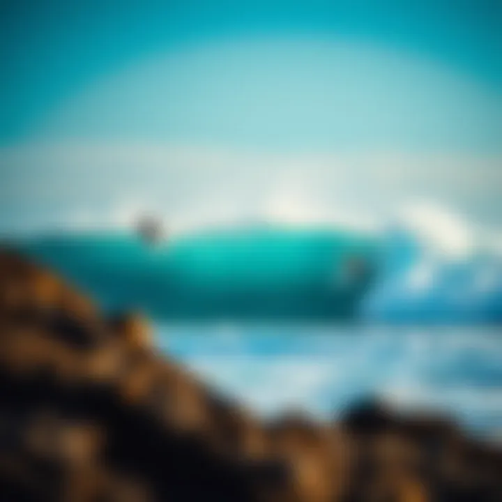 Reef Break Adventure A breathtaking view of a reef break with surfers riding waves