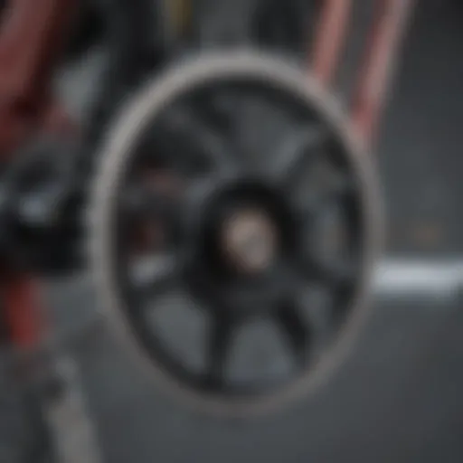 Detailed view of a fixed gear bike showcasing the cog and chain mechanism