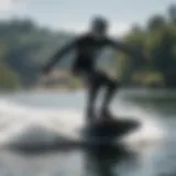 A hydrofoil wakeboard cutting through the water