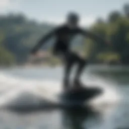 A hydrofoil wakeboard cutting through the water