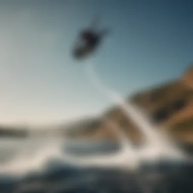 An aerial view of a wakeboarding event with multiple riders