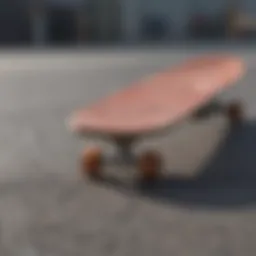 A close-up view of a lightweight skateboard deck showcasing its material composition.