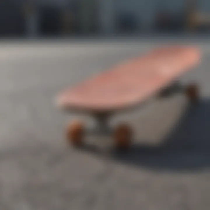 A close-up view of a lightweight skateboard deck showcasing its material composition.