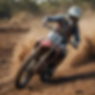 Action shot illustrating the intensity of a motocross race strategy