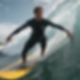 A vibrant salt water surf scene showcasing a surfer riding a wave with grace