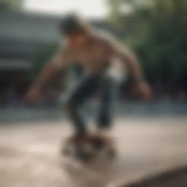 Skateboarder performing a trick on a gator skin ramp