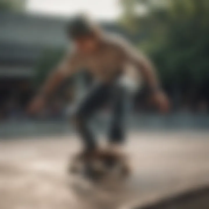 Skateboarder performing a trick on a gator skin ramp