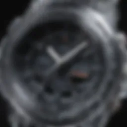 Close-up of a transparent G-SHOCK watch showcasing intricate details