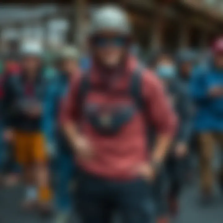 Group of extreme sports enthusiasts showcasing their hex fanny packs