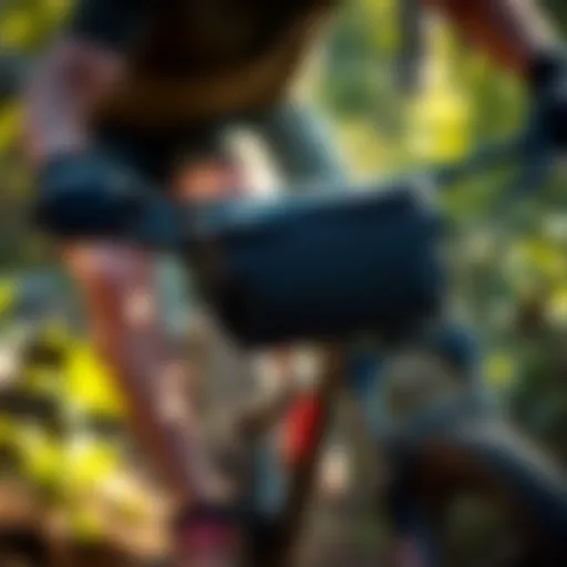 Hex Fanny Pack on Mountain Biking Trail Hex fanny pack in action during a mountain biking adventure