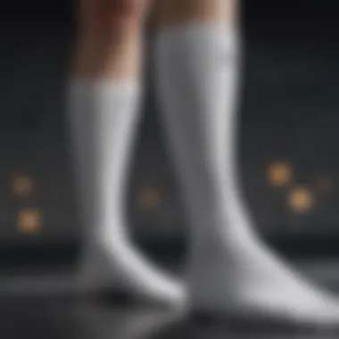 Material Quality of White Adidas Socks Close-up of white Adidas socks showcasing material quality.