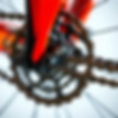 Unique Link Design of 18 Speed Mountain Bike Chain Detailed view of an 18 speed mountain bike chain showing its unique link design.