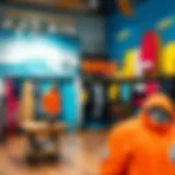 Vibrant surf brand store showcasing diverse surf gear and apparel