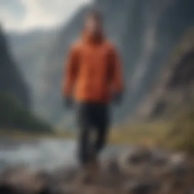 Athlete wearing a Nike windbreaker in a rugged outdoor environment, demonstrating its performance capabilities