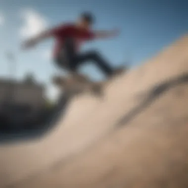 Action shot of a rider performing tricks on a sketchy tank skateboard