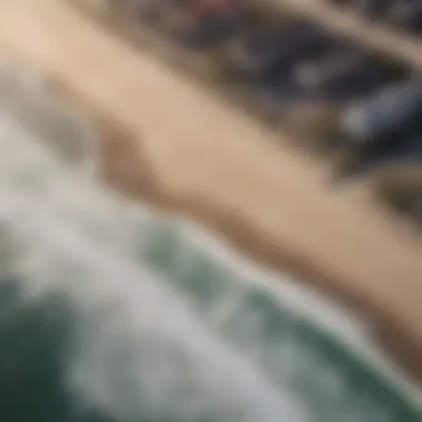 Aerial view of Cocoa Beach showcasing its shoreline and surf spots