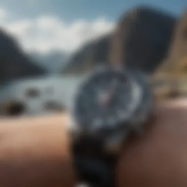 Adventure enthusiast wearing the Swatch Divers Watch in a thrilling outdoor setting.