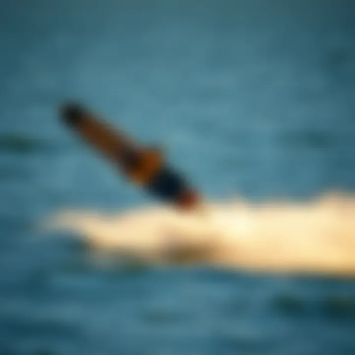 Efoil in Full Motion Dynamic shot of an efoil in action over water highlighting speed